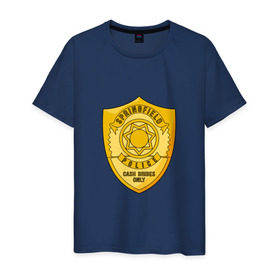 Мужская футболка хлопок с принтом Полиция Спрингфилда в Петрозаводске, 100% хлопок | прямой крой, круглый вырез горловины, длина до линии бедер, слегка спущенное плечо. | police | simpsons | springfield