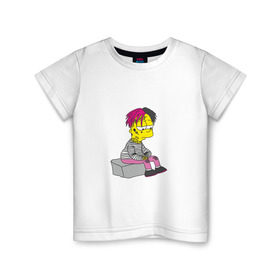 Детская футболка хлопок с принтом Bart Lili Peep в Петрозаводске, 100% хлопок | круглый вырез горловины, полуприлегающий силуэт, длина до линии бедер | bart simpson | lil peep | барт симпсон | лил пип