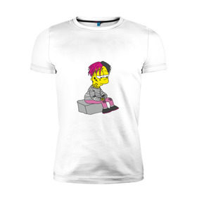 Мужская футболка премиум с принтом Bart Lili Peep в Петрозаводске, 92% хлопок, 8% лайкра | приталенный силуэт, круглый вырез ворота, длина до линии бедра, короткий рукав | bart simpson | lil peep | барт симпсон | лил пип