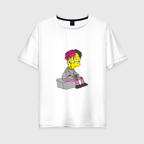 Женская футболка хлопок Oversize с принтом Bart Lili Peep в Петрозаводске, 100% хлопок | свободный крой, круглый ворот, спущенный рукав, длина до линии бедер
 | bart simpson | lil peep | барт симпсон | лил пип