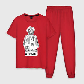 Мужская пижама хлопок с принтом Kizaru в Петрозаводске, 100% хлопок | брюки и футболка прямого кроя, без карманов, на брюках мягкая резинка на поясе и по низу штанин
 | 