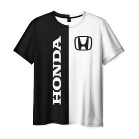 Мужская футболка 3D с принтом Honda в Петрозаводске, 100% полиэфир | прямой крой, круглый вырез горловины, длина до линии бедер | accord | acty | amaze | avancier | br v | brio | city | civic | cr | crider | crosstour | honda | hybrid | motor co | авто | автомобиль | знак | лого | машина | мотор | символ | тачка | хонда | эмблема