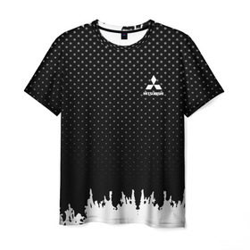Мужская футболка 3D с принтом Mitsubishi abstract black 2018 в Петрозаводске, 100% полиэфир | прямой крой, круглый вырез горловины, длина до линии бедер |  машина | марка | митсубиси