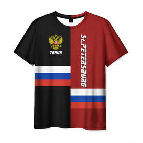 Мужская футболка 3D с принтом St.Petersburg Санкт-Петербург в Петрозаводске, 100% полиэфир | прямой крой, круглый вырез горловины, длина до линии бедер | ленинград | питер