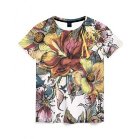 Женская футболка 3D с принтом Коллекция RENAISSANCE в Петрозаводске, 100% полиэфир ( синтетическое хлопкоподобное полотно) | прямой крой, круглый вырез горловины, длина до линии бедер | абстракция | бабочки | веселые | модные | новинки | популярные | прикольные | цветные | яркие