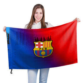 Флаг 3D с принтом FC Barcelona color sport в Петрозаводске, 100% полиэстер | плотность ткани — 95 г/м2, размер — 67 х 109 см. Принт наносится с одной стороны | football | soccer | барселона