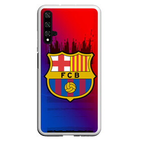 Чехол для Honor 20 с принтом FC Barcelona color sport в Петрозаводске, Силикон | Область печати: задняя сторона чехла, без боковых панелей | football | soccer | барселона