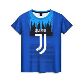 Женская футболка 3D с принтом FC Juventus color abstract в Петрозаводске, 100% полиэфир ( синтетическое хлопкоподобное полотно) | прямой крой, круглый вырез горловины, длина до линии бедер | 
