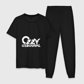 Мужская пижама хлопок с принтом Ozzy Ozbourne в Петрозаводске, 100% хлопок | брюки и футболка прямого кроя, без карманов, на брюках мягкая резинка на поясе и по низу штанин
 | Тематика изображения на принте: 