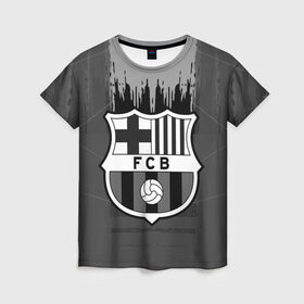 Женская футболка 3D с принтом FC Barcelona abstract color в Петрозаводске, 100% полиэфир ( синтетическое хлопкоподобное полотно) | прямой крой, круглый вырез горловины, длина до линии бедер | 