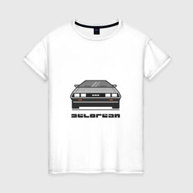 Женская футболка хлопок с принтом Delorean в Петрозаводске, 100% хлопок | прямой крой, круглый вырез горловины, длина до линии бедер, слегка спущенное плечо | car | delorian | автомобиль