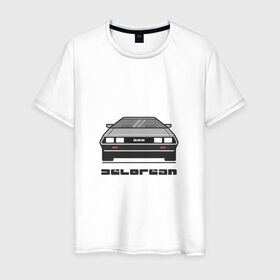 Мужская футболка хлопок с принтом Delorean в Петрозаводске, 100% хлопок | прямой крой, круглый вырез горловины, длина до линии бедер, слегка спущенное плечо. | car | delorian | автомобиль