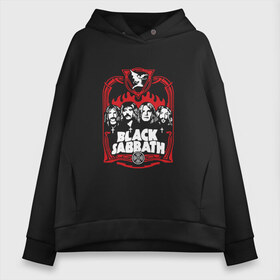 Женское худи Oversize хлопок с принтом Black Sabbath в Петрозаводске, френч-терри — 70% хлопок, 30% полиэстер. Мягкий теплый начес внутри —100% хлопок | боковые карманы, эластичные манжеты и нижняя кромка, капюшон на магнитной кнопке | black sabbath | билл уорд | блек | гизер батлер | ози озборн | осборн оззи | сабатаж | тони айомми