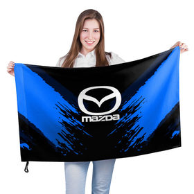 Флаг 3D с принтом MAZDA SPORT COLLECTION в Петрозаводске, 100% полиэстер | плотность ткани — 95 г/м2, размер — 67 х 109 см. Принт наносится с одной стороны | 