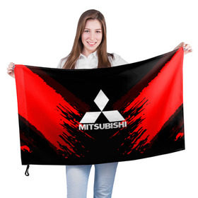 Флаг 3D с принтом MITSUBISHI SPORT COLLECTION в Петрозаводске, 100% полиэстер | плотность ткани — 95 г/м2, размер — 67 х 109 см. Принт наносится с одной стороны |  машина | марка | митсубиси