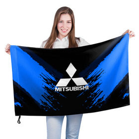 Флаг 3D с принтом MITSUBISHI SPORT COLLECTION в Петрозаводске, 100% полиэстер | плотность ткани — 95 г/м2, размер — 67 х 109 см. Принт наносится с одной стороны |  машина | марка | митсубиси