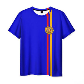 Мужская футболка 3D с принтом Армения, лента с гербом в Петрозаводске, 100% полиэфир | прямой крой, круглый вырез горловины, длина до линии бедер | armenia | арменин | армения | армяне | армянин | армянка | армянский | ереван | кавказ | кавказец | республика | северный