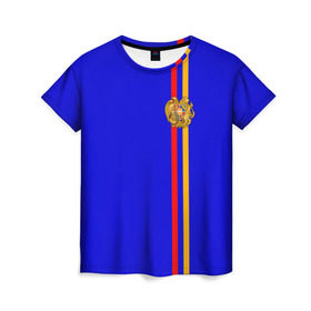 Женская футболка 3D с принтом Армения, лента с гербом в Петрозаводске, 100% полиэфир ( синтетическое хлопкоподобное полотно) | прямой крой, круглый вырез горловины, длина до линии бедер | armenia | арменин | армения | армяне | армянин | армянка | армянский | ереван | кавказ | кавказец | республика | северный