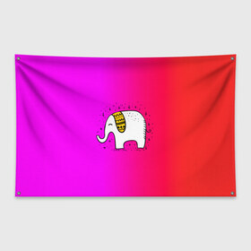 Флаг-баннер с принтом Радужный слоник в Петрозаводске, 100% полиэстер | размер 67 х 109 см, плотность ткани — 95 г/м2; по краям флага есть четыре люверса для крепления | Тематика изображения на принте: детские | животные | слон | слоник | слоны
