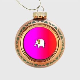 Стеклянный ёлочный шар с принтом Радужный слоник в Петрозаводске, Стекло | Диаметр: 80 мм | Тематика изображения на принте: детские | животные | слон | слоник | слоны