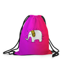 Рюкзак-мешок 3D с принтом Радужный слоник в Петрозаводске, 100% полиэстер | плотность ткани — 200 г/м2, размер — 35 х 45 см; лямки — толстые шнурки, застежка на шнуровке, без карманов и подкладки | детские | животные | слон | слоник | слоны