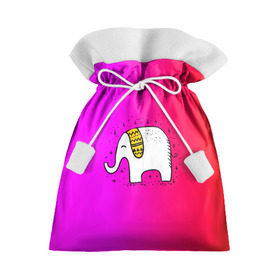 Подарочный 3D мешок с принтом Радужный слоник в Петрозаводске, 100% полиэстер | Размер: 29*39 см | детские | животные | слон | слоник | слоны
