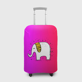 Чехол для чемодана 3D с принтом Радужный слоник в Петрозаводске, 86% полиэфир, 14% спандекс | двустороннее нанесение принта, прорези для ручек и колес | Тематика изображения на принте: детские | животные | слон | слоник | слоны