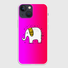 Чехол для iPhone 13 mini с принтом Радужный слоник в Петрозаводске,  |  | Тематика изображения на принте: детские | животные | слон | слоник | слоны