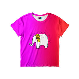 Детская футболка 3D с принтом Радужный слоник в Петрозаводске, 100% гипоаллергенный полиэфир | прямой крой, круглый вырез горловины, длина до линии бедер, чуть спущенное плечо, ткань немного тянется | детские | животные | слон | слоник | слоны