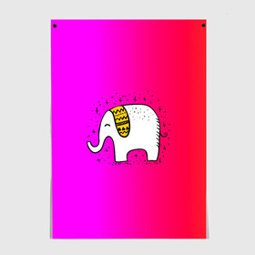 Постер с принтом Радужный слоник в Петрозаводске, 100% бумага
 | бумага, плотность 150 мг. Матовая, но за счет высокого коэффициента гладкости имеет небольшой блеск и дает на свету блики, но в отличии от глянцевой бумаги не покрыта лаком | Тематика изображения на принте: детские | животные | слон | слоник | слоны