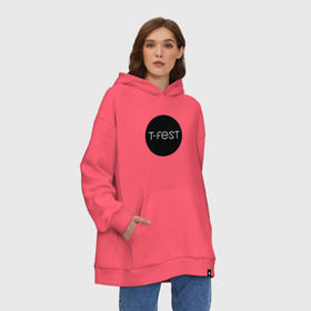 Худи SuperOversize хлопок с принтом T-Fest_13 в Петрозаводске, 70% хлопок, 30% полиэстер, мягкий начес внутри | карман-кенгуру, эластичная резинка на манжетах и по нижней кромке, двухслойный капюшон
 | t fest | tfest | незборецкий | т фест | тифест