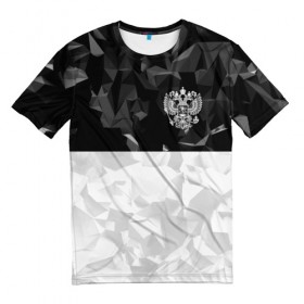 Мужская футболка 3D с принтом RUSSIA SPORT в Петрозаводске, 100% полиэфир | прямой крой, круглый вырез горловины, длина до линии бедер | russia | герб | двуглавый орел | россия | спорт | спортивные | триколор