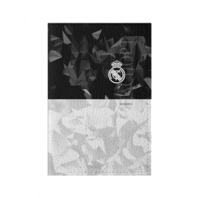 Обложка для паспорта матовая кожа с принтом REAL MADRID в Петрозаводске, натуральная матовая кожа | размер 19,3 х 13,7 см; прозрачные пластиковые крепления | Тематика изображения на принте: emirates | fc | real madrid | абстракция | геометрия | реал мадрид | футбольный клуб | эмблема