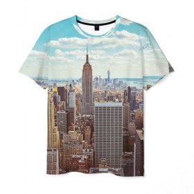 Мужская футболка 3D с принтом Столица мира (Нью-Йорк) в Петрозаводске, 100% полиэфир | прямой крой, круглый вырез горловины, длина до линии бедер | america | new york | usa | америка | каменные джунгли | нью йорк | сша