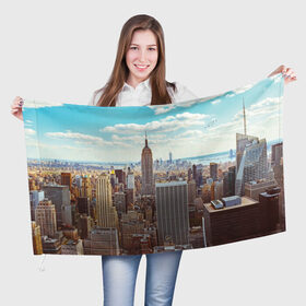 Флаг 3D с принтом Столица мира (Нью-Йорк) в Петрозаводске, 100% полиэстер | плотность ткани — 95 г/м2, размер — 67 х 109 см. Принт наносится с одной стороны | america | new york | usa | америка | каменные джунгли | нью йорк | сша