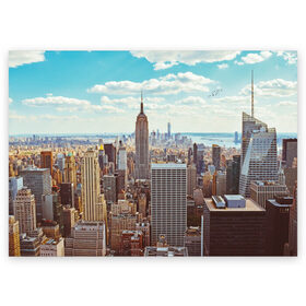 Поздравительная открытка с принтом Столица мира (Нью-Йорк) в Петрозаводске, 100% бумага | плотность бумаги 280 г/м2, матовая, на обратной стороне линовка и место для марки
 | america | new york | usa | америка | каменные джунгли | нью йорк | сша