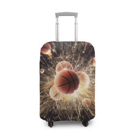 Чехол для чемодана 3D с принтом Звезда баскетбола в Петрозаводске, 86% полиэфир, 14% спандекс | двустороннее нанесение принта, прорези для ручек и колес | basketball | nba | баскетбол | искры | мячи | нба