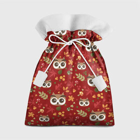 Подарочный 3D мешок с принтом Совушки в лесу в Петрозаводске, 100% полиэстер | Размер: 29*39 см | owl | в лесу | глаза | красный | лес | сова | совушки | совы | хищник