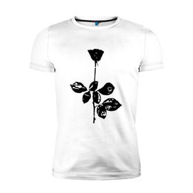 Мужская футболка премиум с принтом Depeche Mode черная роза в Петрозаводске, 92% хлопок, 8% лайкра | приталенный силуэт, круглый вырез ворота, длина до линии бедра, короткий рукав | depeche mode | вестник моды | депеш мод | депешмод | дэйв гаан | мартин гор | роза | энди флетчер
