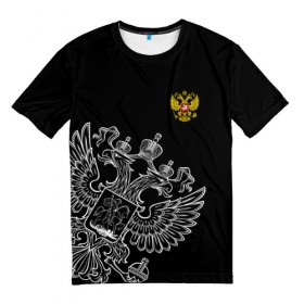 Мужская футболка 3D с принтом Герб России в Петрозаводске, 100% полиэфир | прямой крой, круглый вырез горловины, длина до линии бедер | russia | герб | орел | патриот | патриотизм | россия