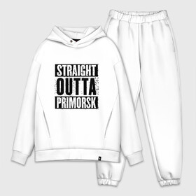 Мужской костюм хлопок OVERSIZE с принтом Straight outta Primorsk в Петрозаводске,  |  | Тематика изображения на принте: battlegrounds | player | playerunknowns | primorsk | pubg | unknown | згип | приморск