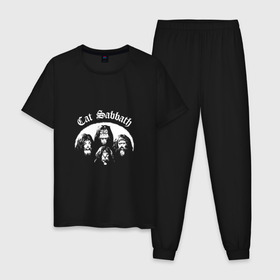 Мужская пижама хлопок с принтом Black Sabbath в Петрозаводске, 100% хлопок | брюки и футболка прямого кроя, без карманов, на брюках мягкая резинка на поясе и по низу штанин
 | 