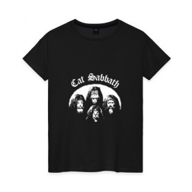 Женская футболка хлопок с принтом Black Sabbath в Петрозаводске, 100% хлопок | прямой крой, круглый вырез горловины, длина до линии бедер, слегка спущенное плечо | 