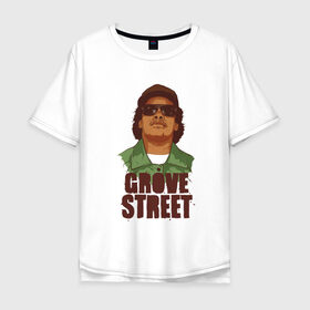 Мужская футболка хлопок Oversize с принтом grove street в Петрозаводске, 100% хлопок | свободный крой, круглый ворот, “спинка” длиннее передней части | eazy e | gta | raiders | san andreas | райдер