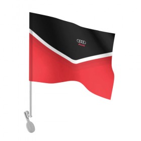 Флаг для автомобиля с принтом Audi Black & Red в Петрозаводске, 100% полиэстер | Размер: 30*21 см | audi | ауди | кольца | красный | машина | черный
