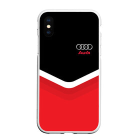 Чехол для iPhone XS Max матовый с принтом Audi Black & Red в Петрозаводске, Силикон | Область печати: задняя сторона чехла, без боковых панелей | audi | ауди | кольца | красный | машина | черный