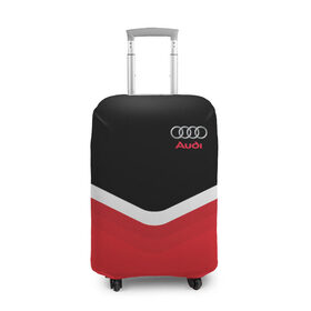 Чехол для чемодана 3D с принтом Audi Black & Red в Петрозаводске, 86% полиэфир, 14% спандекс | двустороннее нанесение принта, прорези для ручек и колес | audi | ауди | кольца | красный | машина | черный