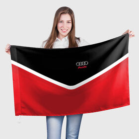 Флаг 3D с принтом Audi Black & Red в Петрозаводске, 100% полиэстер | плотность ткани — 95 г/м2, размер — 67 х 109 см. Принт наносится с одной стороны | audi | ауди | кольца | красный | машина | черный