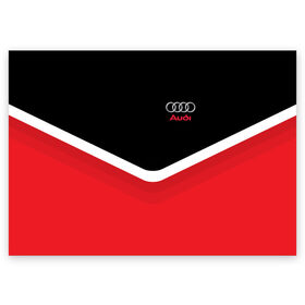 Поздравительная открытка с принтом Audi Black & Red в Петрозаводске, 100% бумага | плотность бумаги 280 г/м2, матовая, на обратной стороне линовка и место для марки
 | Тематика изображения на принте: audi | ауди | кольца | красный | машина | черный