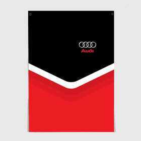 Постер с принтом Audi Black & Red в Петрозаводске, 100% бумага
 | бумага, плотность 150 мг. Матовая, но за счет высокого коэффициента гладкости имеет небольшой блеск и дает на свету блики, но в отличии от глянцевой бумаги не покрыта лаком | audi | ауди | кольца | красный | машина | черный